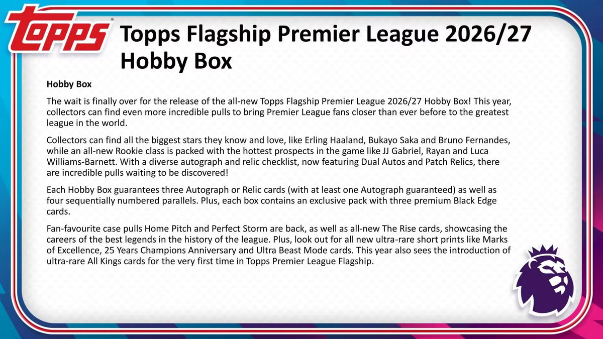 2026/27 Topps Premier League EPL Soccer Hobby Box